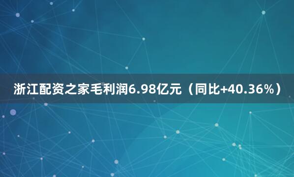 浙江配资之家毛利润6.98亿元（同比+40.36%）